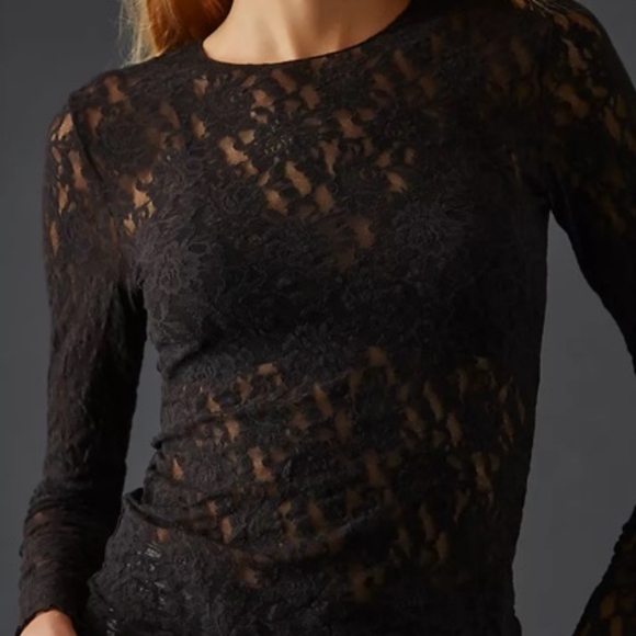 Hanky Panky Black Lace Tee NWOT - Picture 1 of 7
